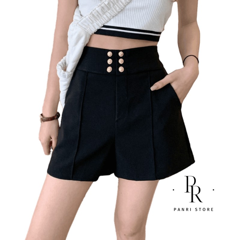 Quần Short Nữ Cạp Cao Đính 6 Khuy Chất Tuyết Mưa Vitex dày dặn loại 1
