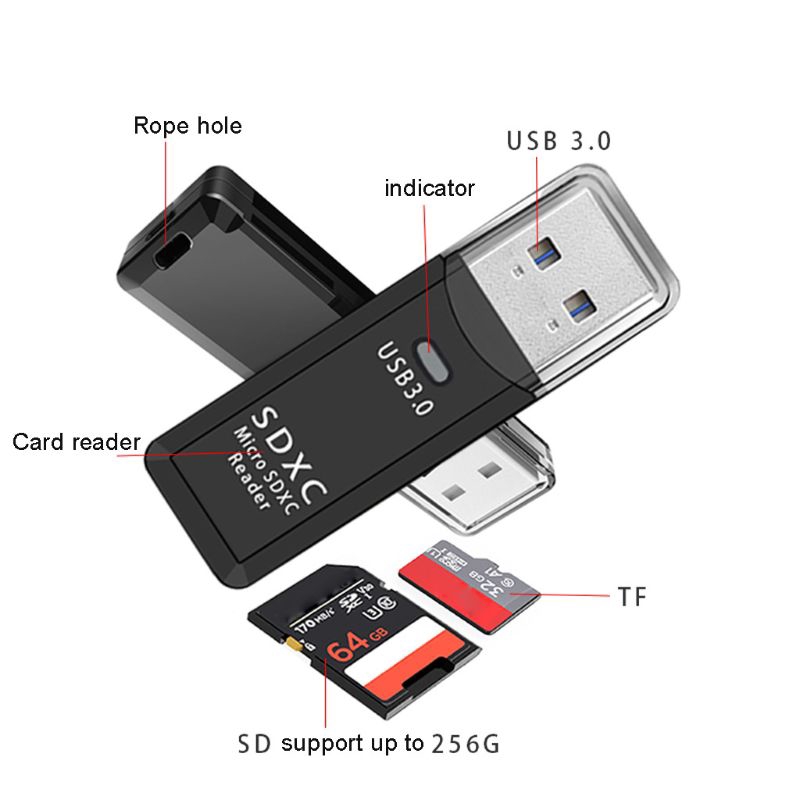 zzzone* 2in1 USB 3.0 High Speed Adapter Micro SD TF SD Memory Card Reader For PC Laptop