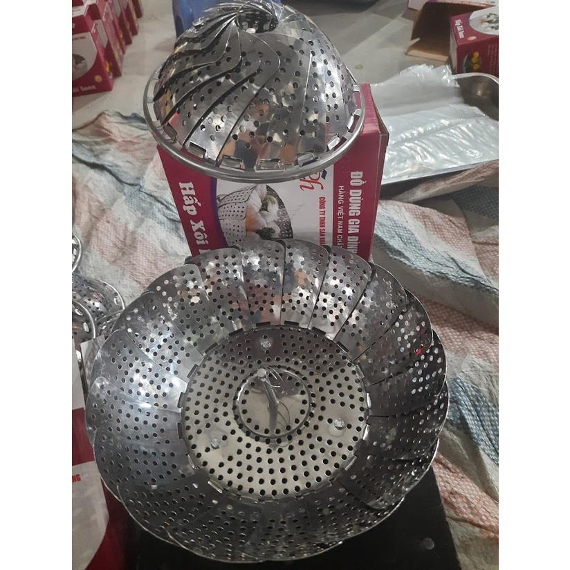 Vỉ hấp cách thủy gấp gọn, xửng hấp inox size 30cm