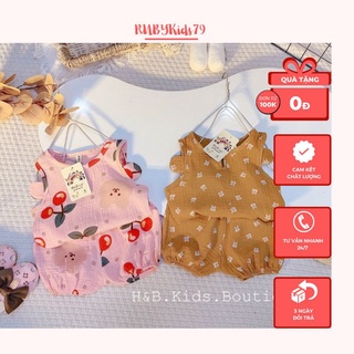 Đồ bộ mặc nhà chất vải xô MUSLIN CAO CẤP cho bé gái  trai từ 6-16kg -  rubykids79
