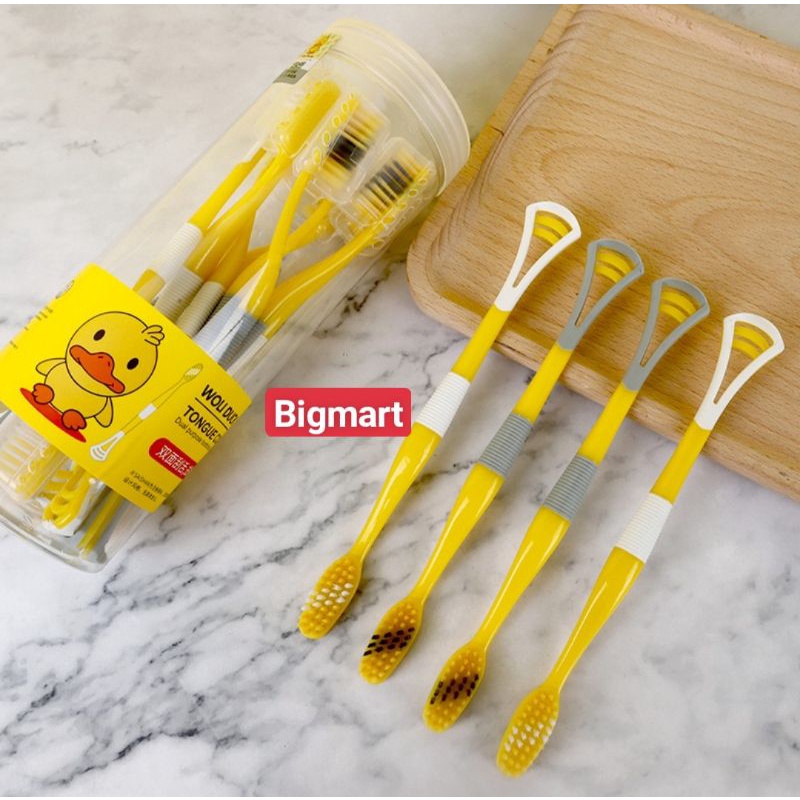 HỘP 8 BÀN CHẢI VỊT VÀNG KÈM CẠO LƯỠI 2IN1