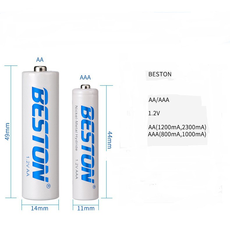 Combo 4 Pin AA/AAA kèm sạc hãng BESTON Pin mic không dây, camera, pin điều khiển