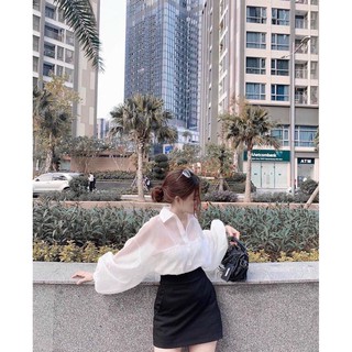Sơ mi 💥𝑭𝑹𝑬𝑬𝑺𝑯𝑰𝑷💥sơ mi voan form rộng,sơ mi nữ cá tính,ly store