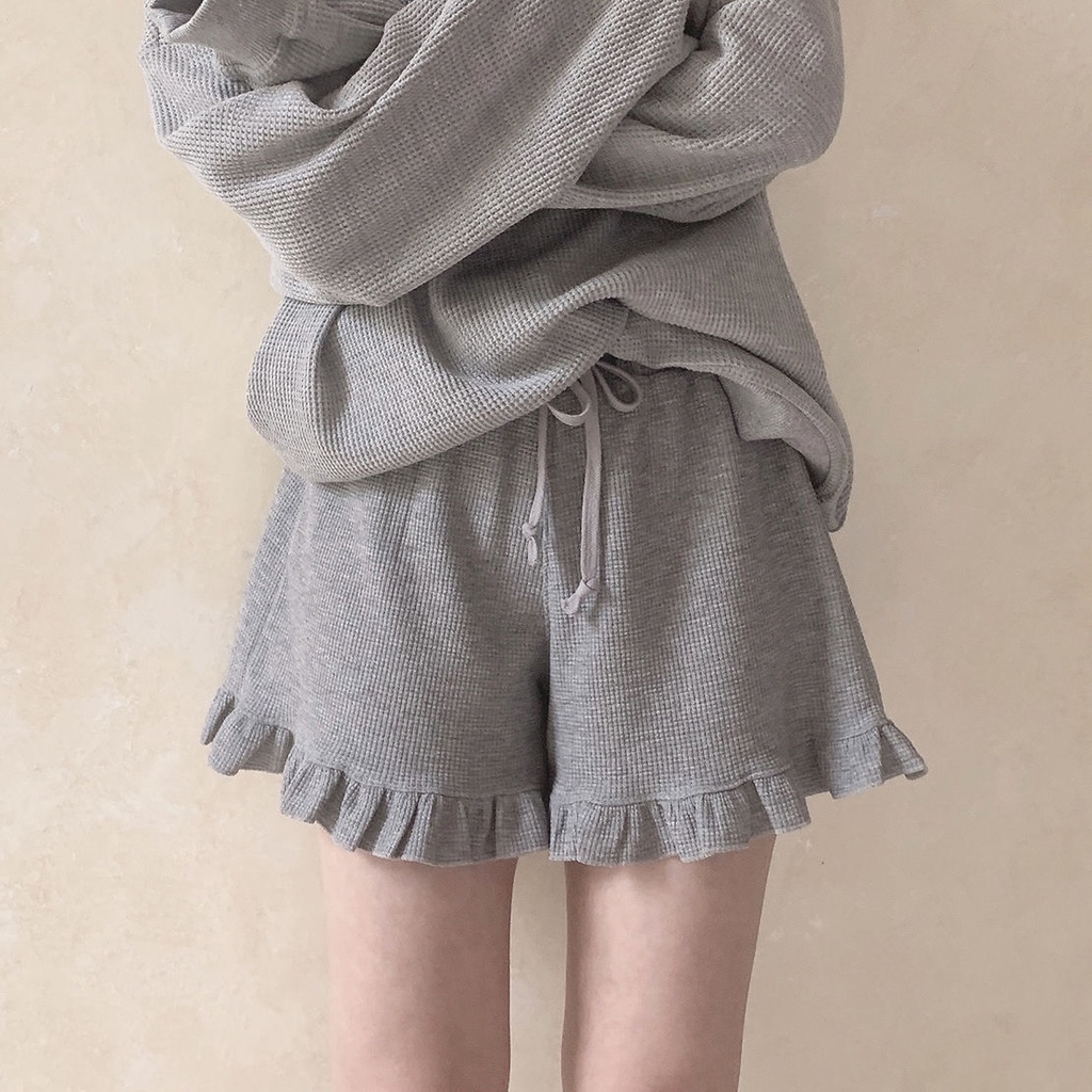 Quần Short Thể Thao Lưng Cao Ống Rộng Dây Rút Thời Trang Cho Nữ