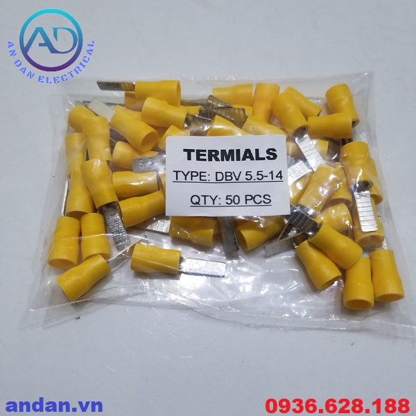 Đầu cốt pin dẹt DBV 1.25-14, DBV 2-14, DBV 5.5-14 cosse kim dẹt bọc nhựa, cốt bấm dây điện DBV1.25-14 DBV2-14 DBV5.5-14