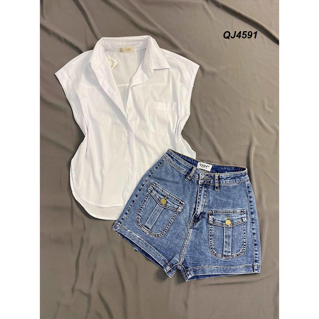 Quần đùi jeans co giãn ôm dáng QJ4591