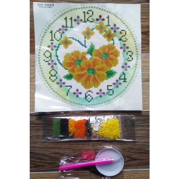 Tranh Đính Đá ABC 3D Đồng Hồ Quả Lắc ĐÃ CÓ SẴN ĐH AS005 (KHÁCH TỰ ĐÍNH) KT: 64*32*22CM