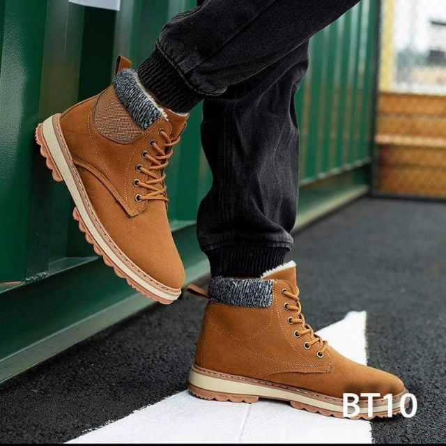 Giày cao cổ nâu da bò - BT10