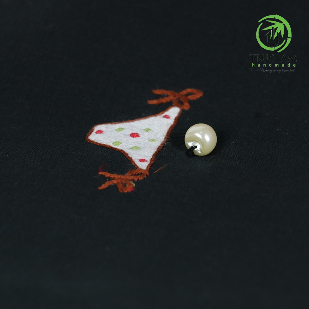 Ví Cầm Tay Nữ Túi Mỹ Phẩm Du Lịch Nắp Gập Họa Tiết Thêu Bikini Trúc Lâm Handmade