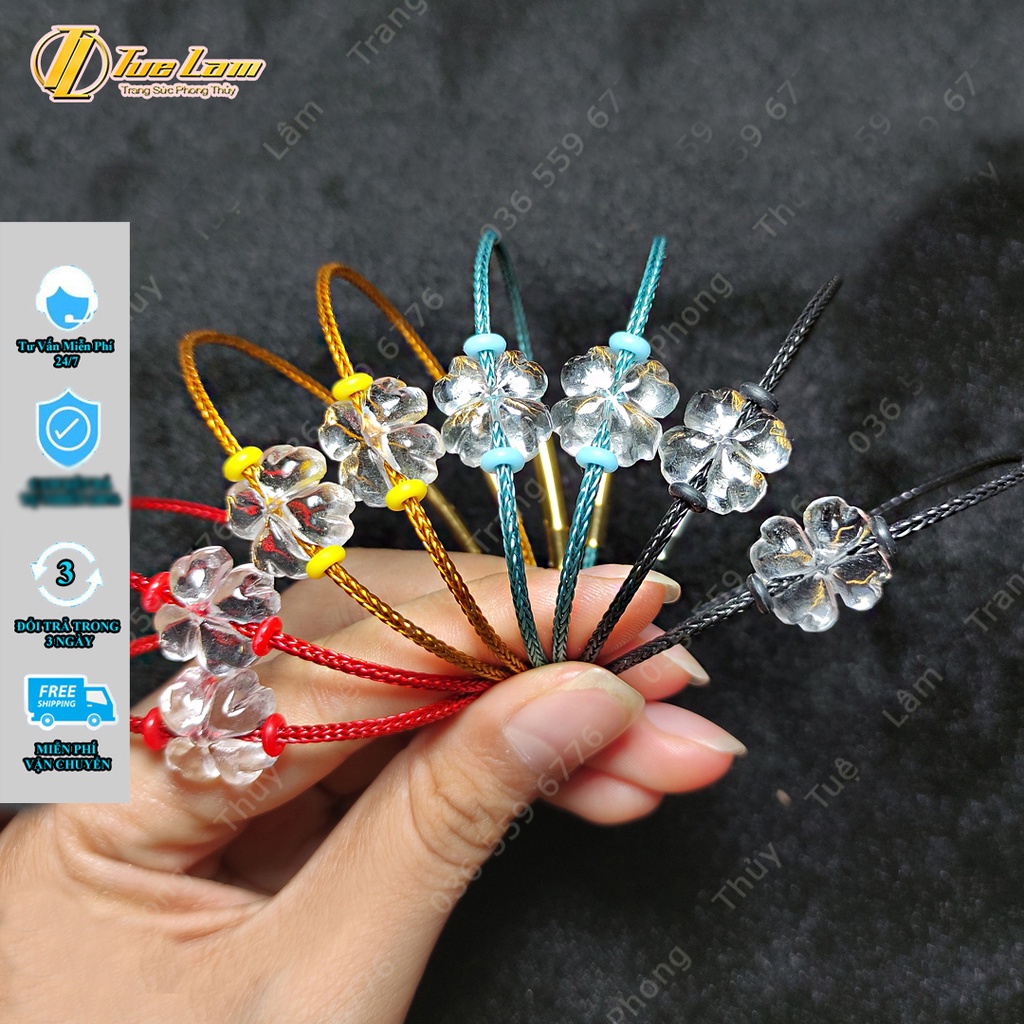 Vòng tay may mắn nữ cỏ 4 lá màu trắng hợp mệnh kim thủy mang lại hạnh phúc bình an - Tuệ Lâm