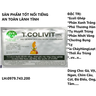 T.colivit 10g - tcolivit dùng ecoli, gumboro, crd, phân nhớt-vàng-xanh.nhiễm trùng đường tiêu hoá, thương hàn. tcovit