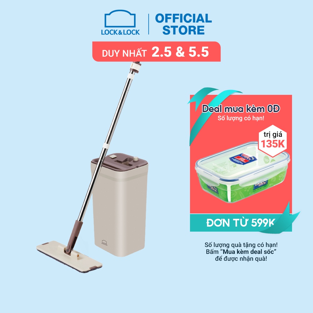 [Mã LIFE50KALL giảm 10% đơn 200K] Bộ Cây Lau Nhà Lock&amp;Lock Squeeze Flat Mop [ETM471]