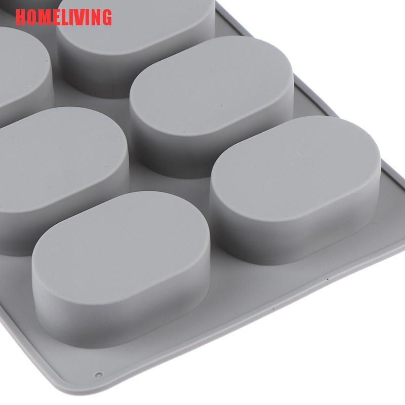 Khuôn Silicone Tạo Hình Làm Xà Phòng Hình Oval 8 Lỗ