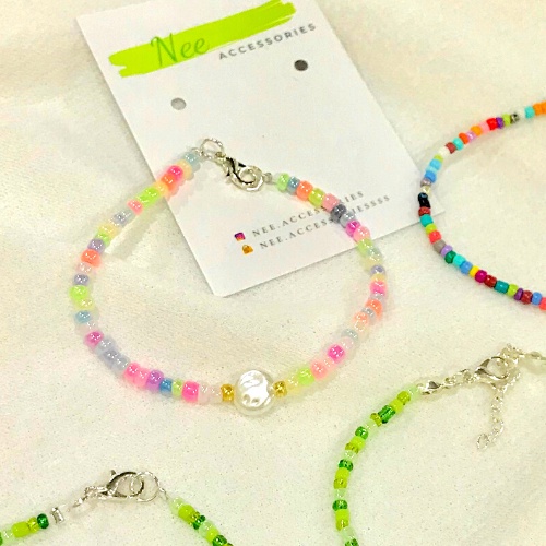 Nee vòng tay handmade pastel hạt cườm