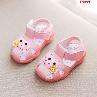 GIÀY SANDAL ĐẾ MỀM CÓ KÈN HÌNH MÈO CHO BÉ GÁI