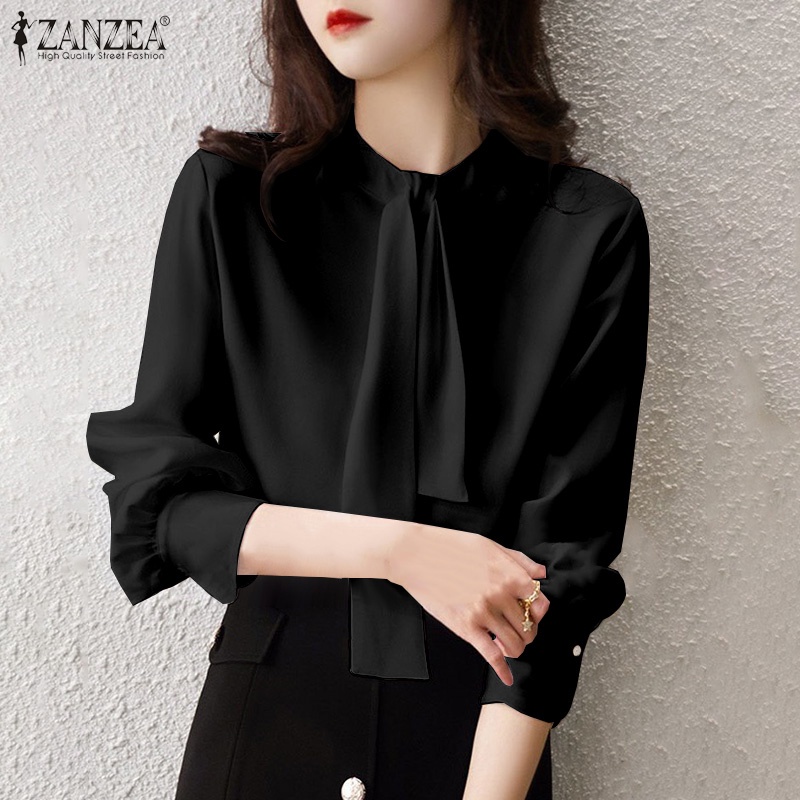 Áo thun dài tay ZANZEA màu trơn thời trang nữ tính thanh lịch