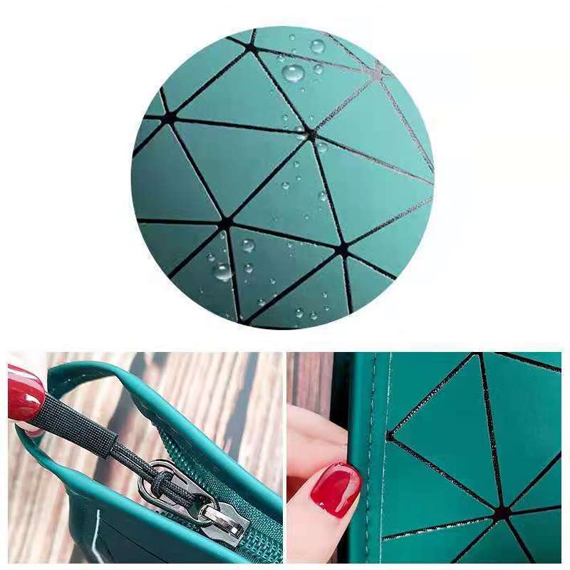 Túi Da PU Đựng Đồ Trang Điểm Họa Tiết Hình Học Chống Thấm Nước Ốp