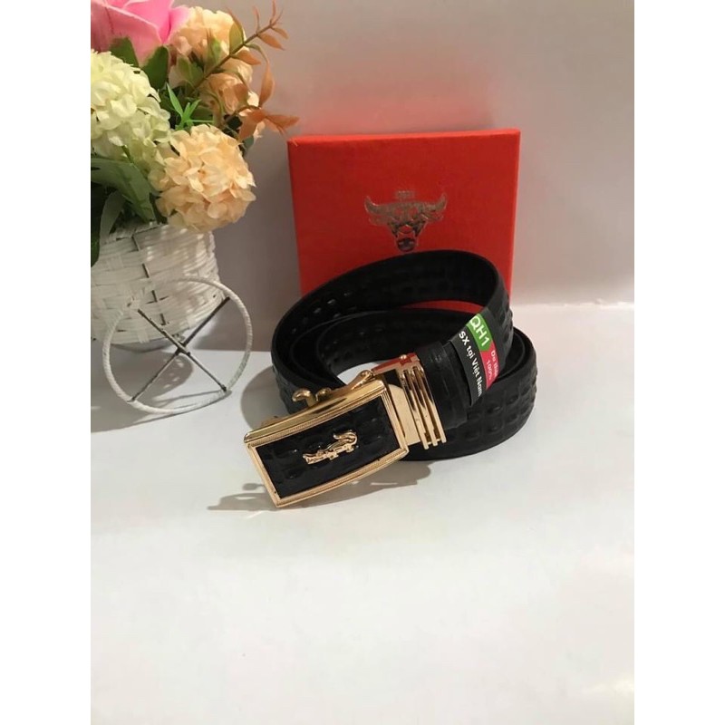 DÂY LƯNG DA BÒ THẬT  in vân da cá sấu cực độc lạ