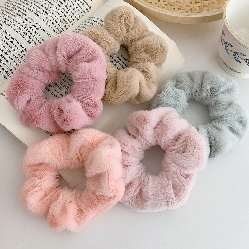 Scrunchies buộc tóc nữ tông nhã nhặn, lông mềm mịn Miihu