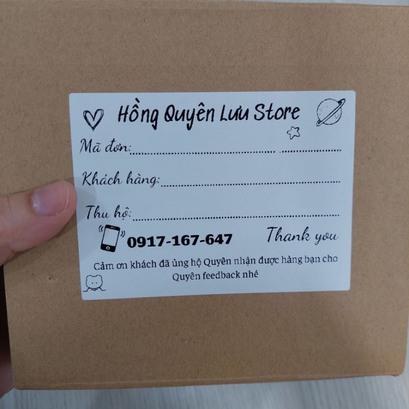 50 Phiếu ship hàng in thông tin tên shop kích thước 10,3x7,6cm