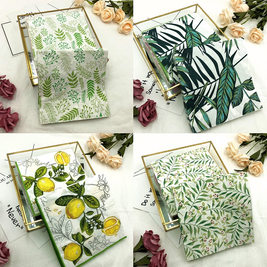 Bộ 20 Khăn Ăn Bằng Giấy In Họa Tiết Hoa / Bướm / Chuồn Chuồn Xinh Xắn Cho Gia Đình