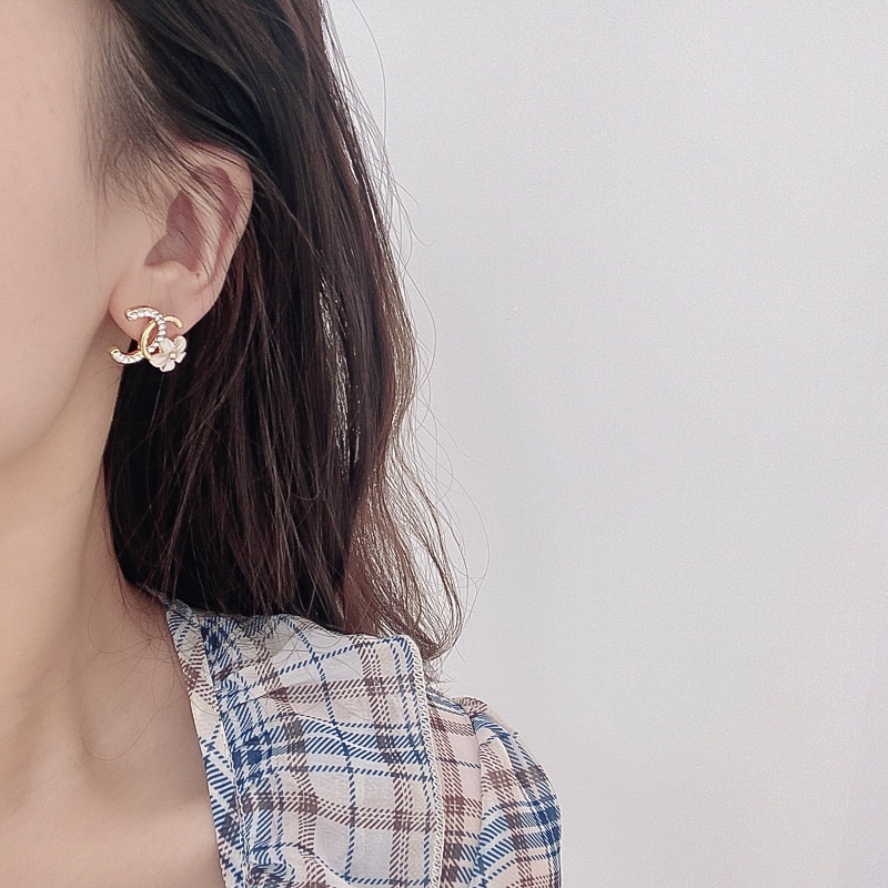 Bông tai mạ bạc 925 hình hoa đính đá phong cách giản dị thời trang Hàn Quốc