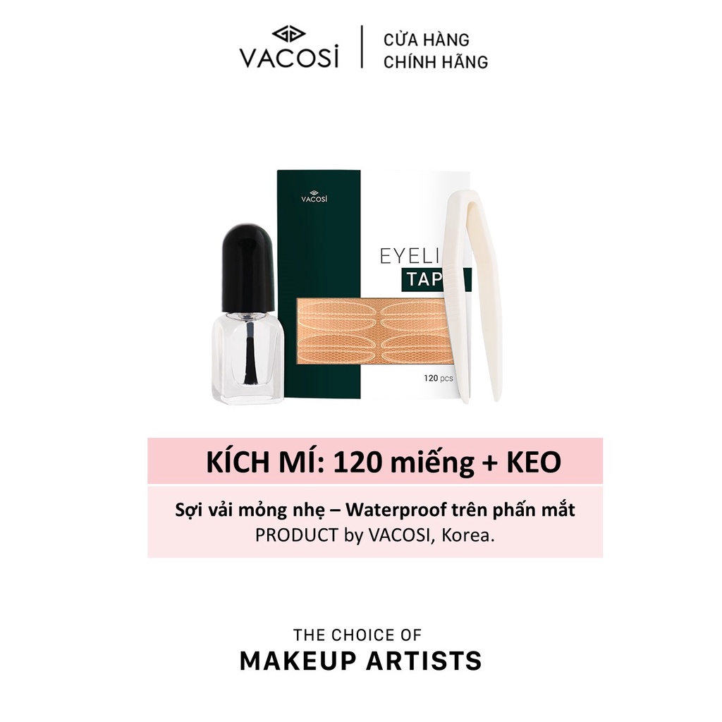 Dán Kích Mí Lưới Dùng Keo VACOSI INVISIBLE FIBER TAPE VM16 - Hộp 120 miếng + Nhíp Chuyên dụng