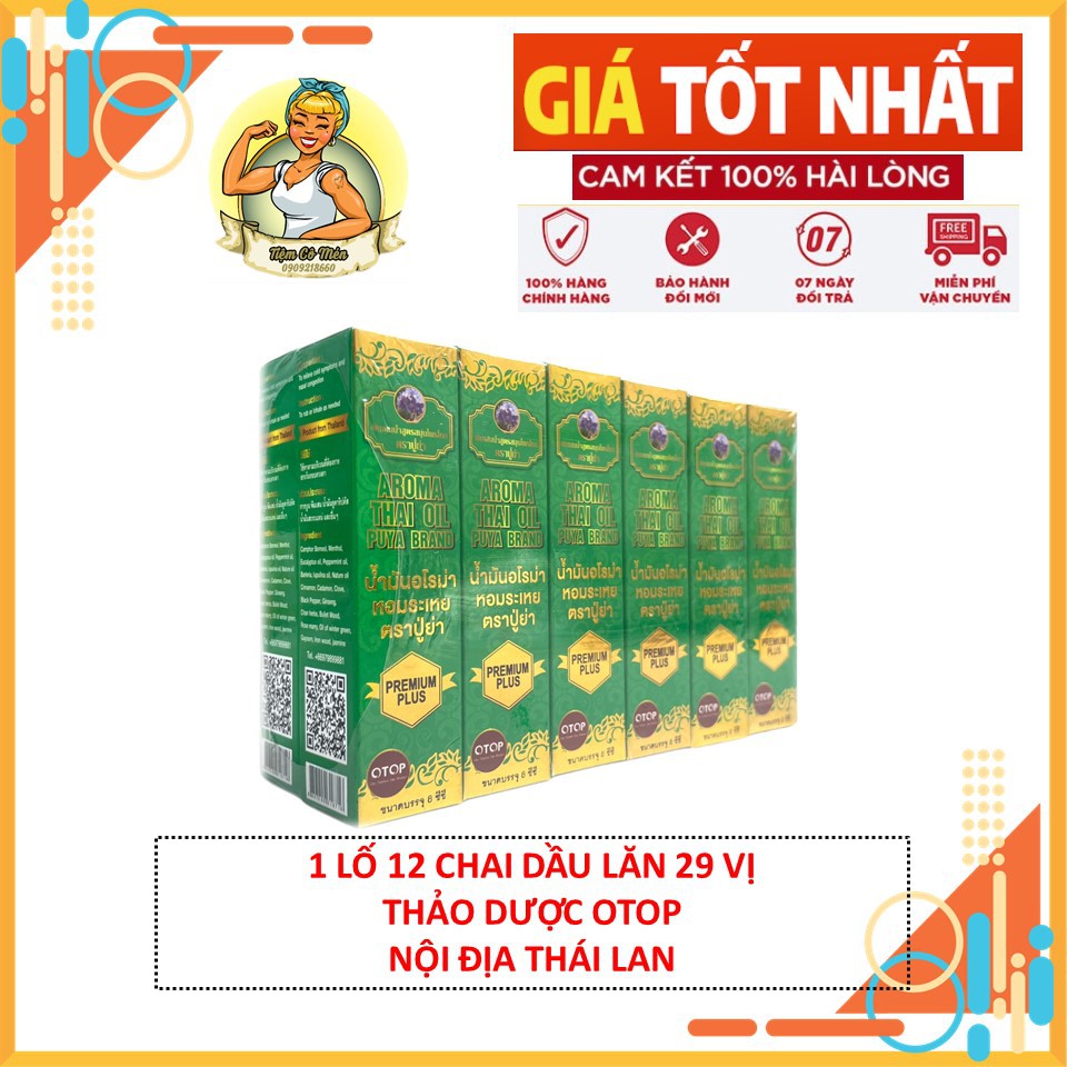 1 Lố 12 Chai Dầu lăn 29 vị thảo dược Otop - Premium Aroma Thai Oil - Dầu nội địa thái lan
