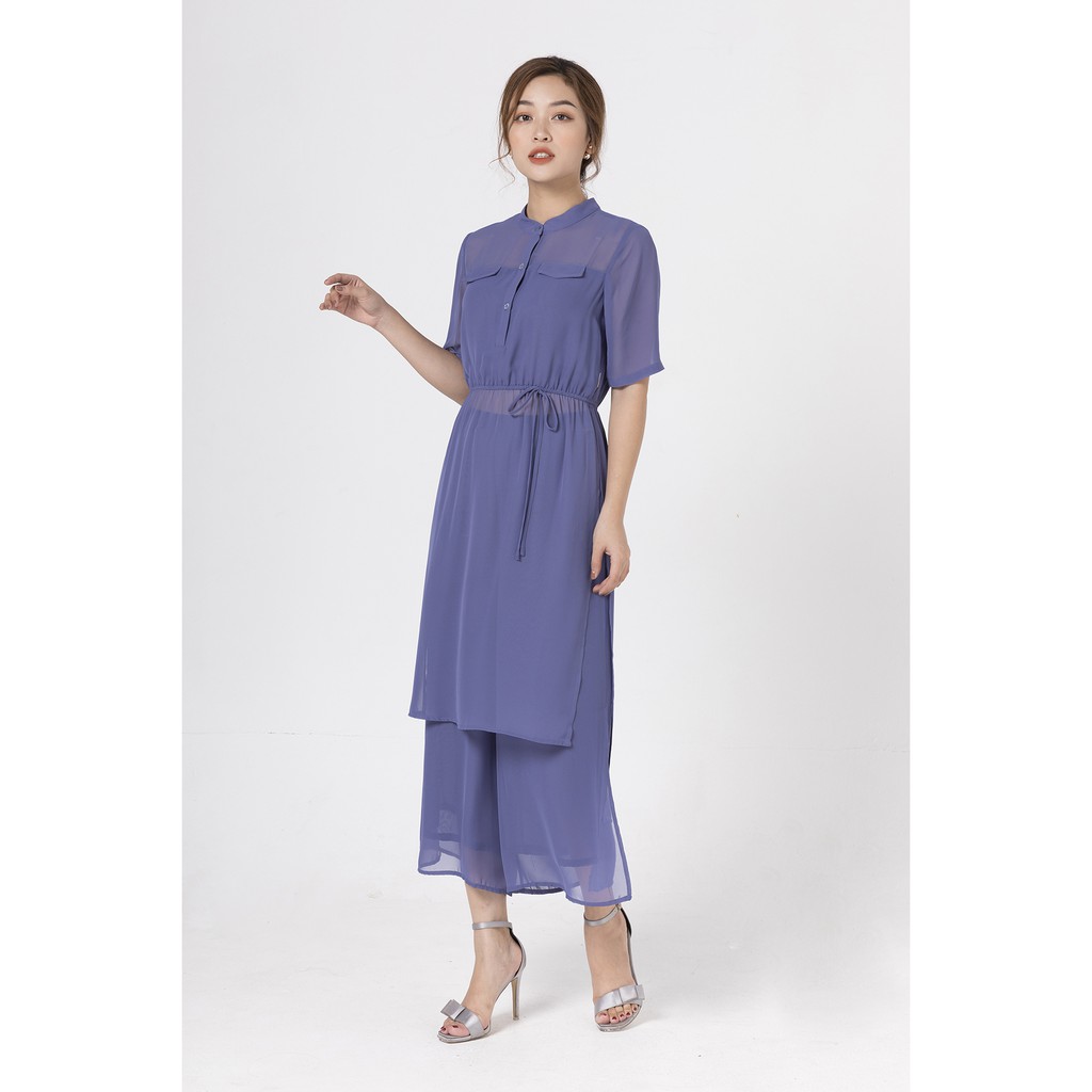 Quần ống rộng GBQ007 Lamer L64W19H001 (Be đục/Xanh tím)