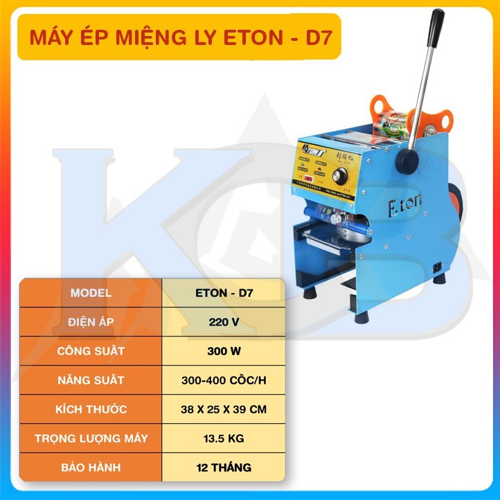 Máy dán ép dập nắp miệng ly cốc ETON D7