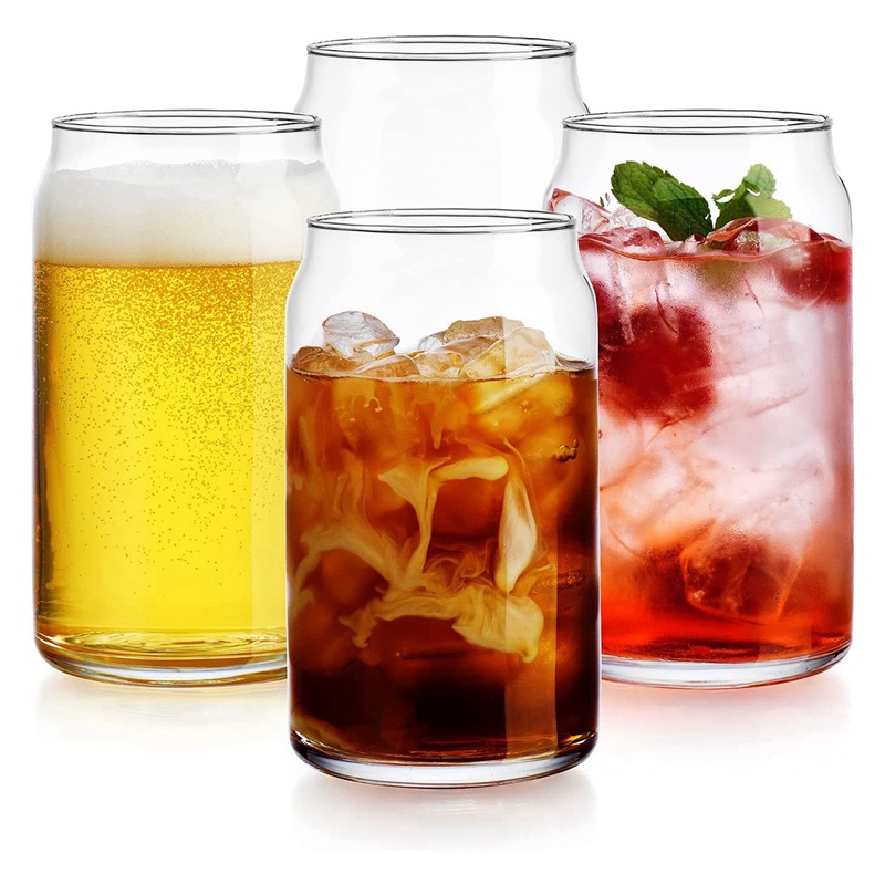Set 4 Cốc Thủy Tinh Uống Bia / Cocktail Hình Dáng Độc Đáo 16Oz