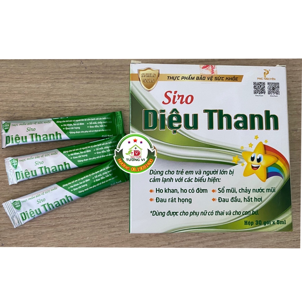 Siro Diệu Thanh – Hỗ trợ giảm các biểu hiện ho, đau rát họng. đau đầu, hắt hơi, sổ mũi, chảy nước mũi do cảm lạnh