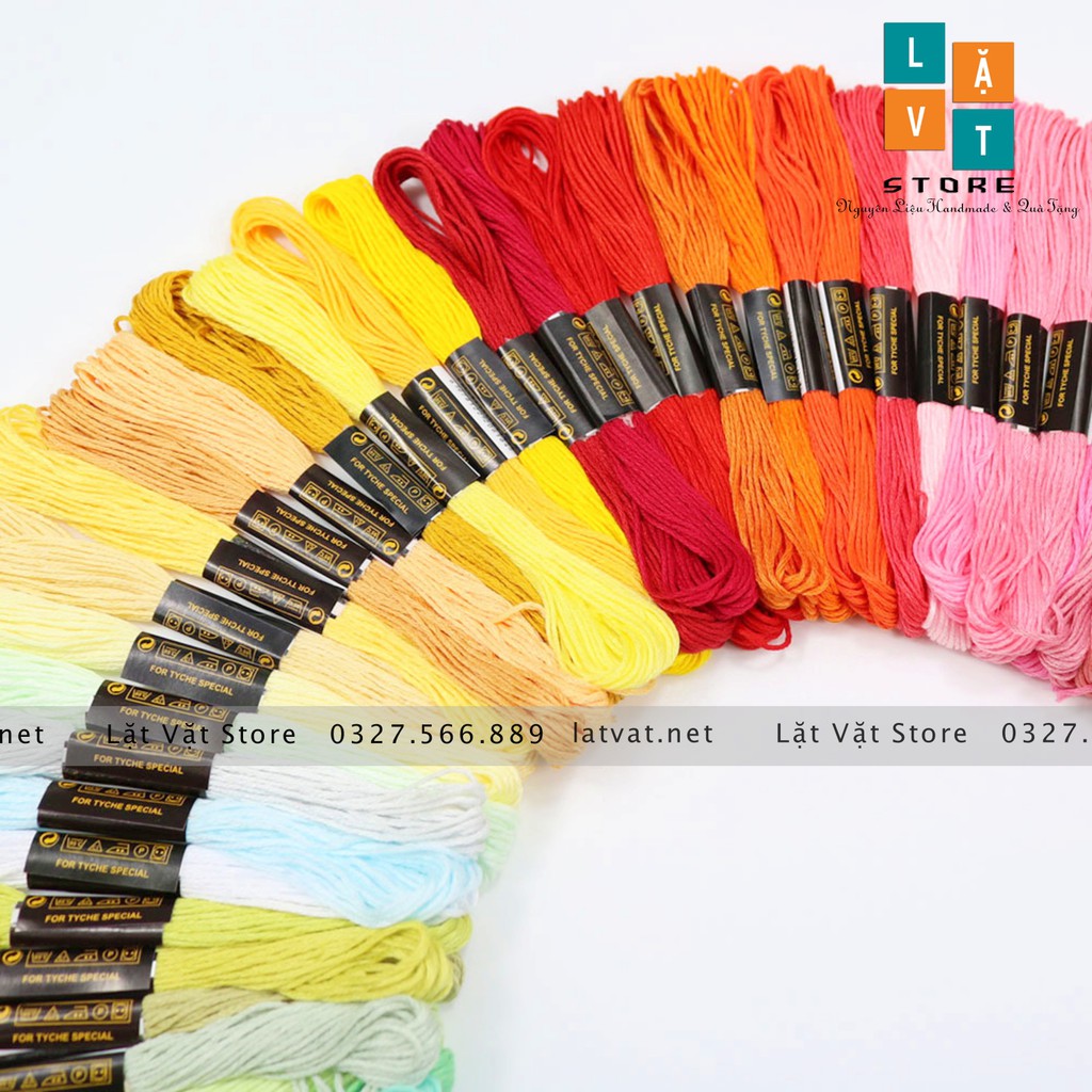 Set chỉ thêu 50-100 màu ngẫu nhiên, sợi chỉ cao cấp màu sắc chân thực