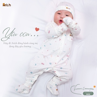 Set Body sơ sinh gồm mũ và bao tay bao chân cho bé Arich size sơ sinh đến