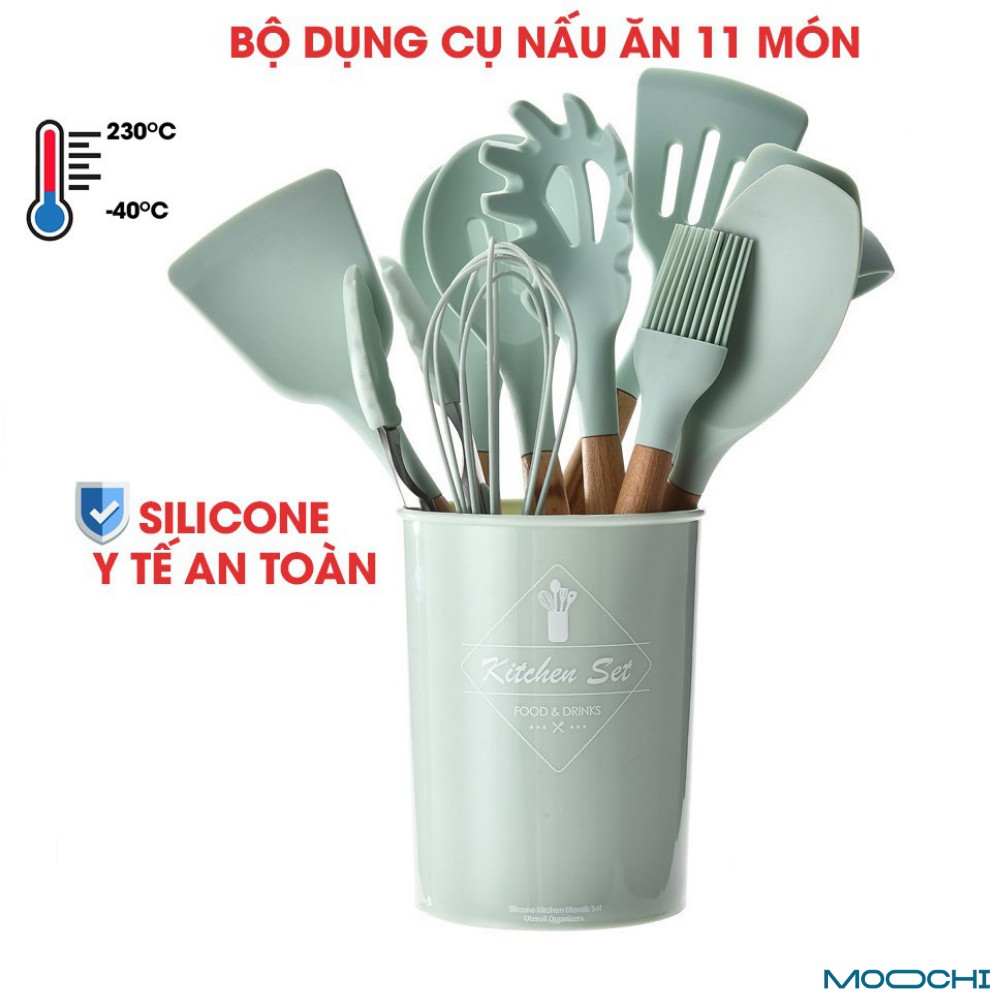 Bộ Dụng Cụ Làm Bánh Silicon 11 Món Dụng Cụ Nhà Bếp Nấu Ăn Tiện Dụng Chịu Nhiệt Cao