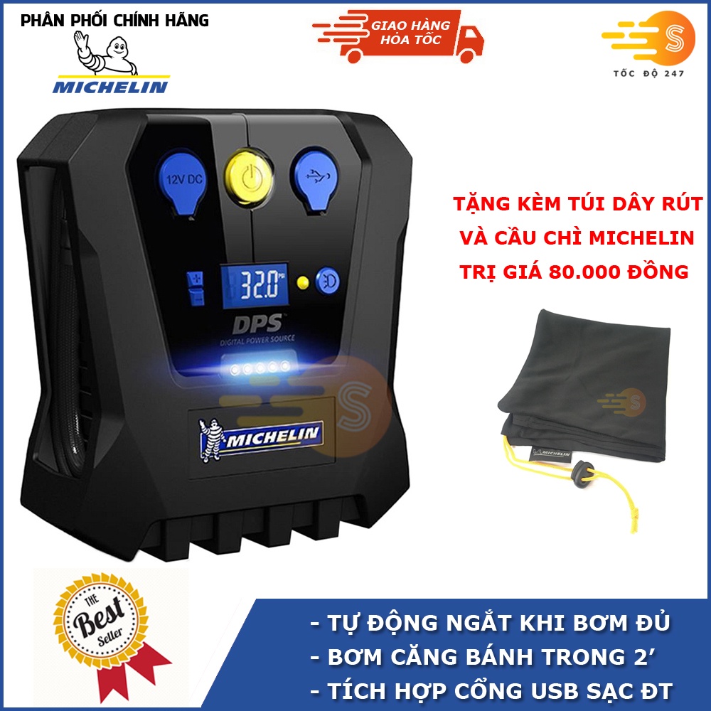 MÁY BƠM LỐP ĐA NĂNG TỰ NGẮT 12V MICHELIN 12266