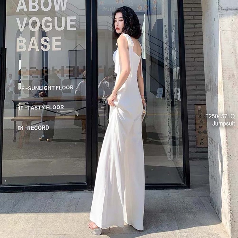 Jumpsuits trắng 2 dây nơ