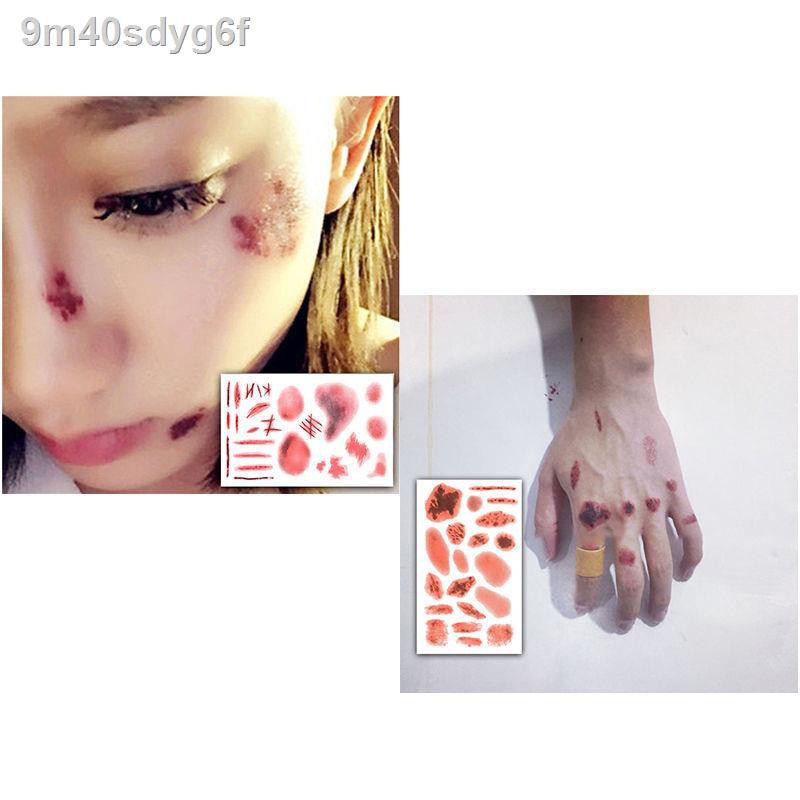 № ☫Halloween hình xăm dán mô phỏng kinh dị chảy máu vết thương giả vết cắn vết khâu vết sẹo bên quán bar trang