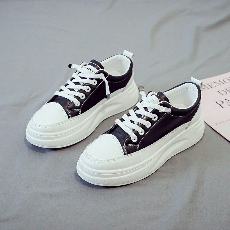 Giày thể thao nữ độn đế cao phiên bản Hàn Quốc dây buộc đế cao su đúc cao cấp | BigBuy360 - bigbuy360.vn