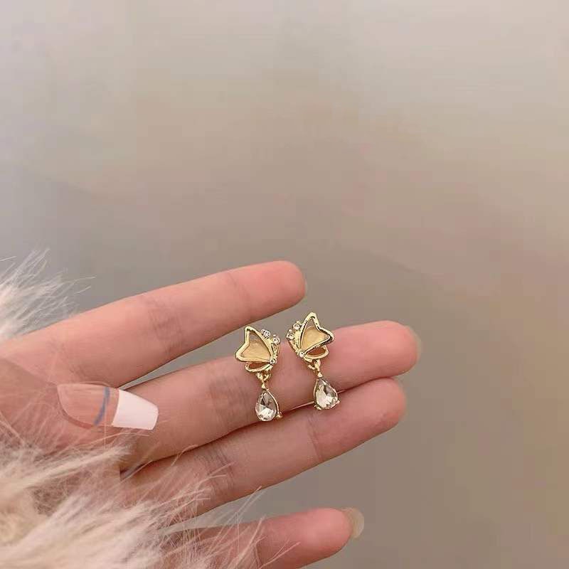 Bông Tai Hình Nơ Đính Đá Zircon / Ngọc Trai Mini Phong Cách Hàn Quốc Thời Trang Cho Nữ
