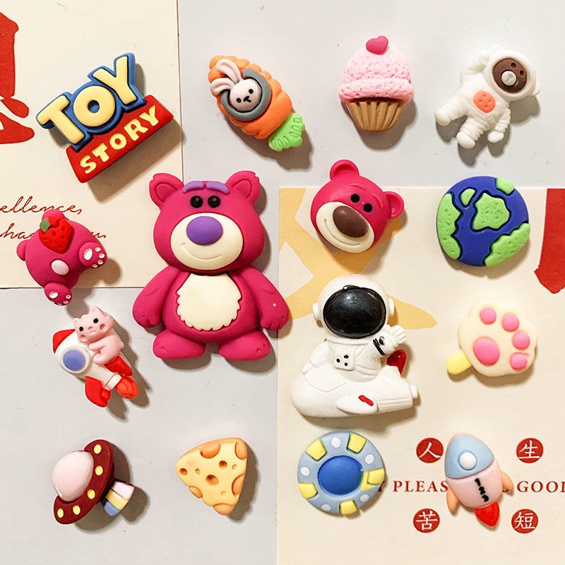 Nam Châm Mini Trang Trí Tủ Lạnh Hình Gấu / Dâu Tây 3d Dễ Thương