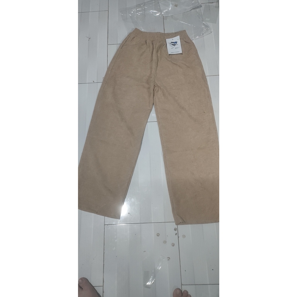 Quần ống rộng xuông chất nhung tăm cạp chun loại 1