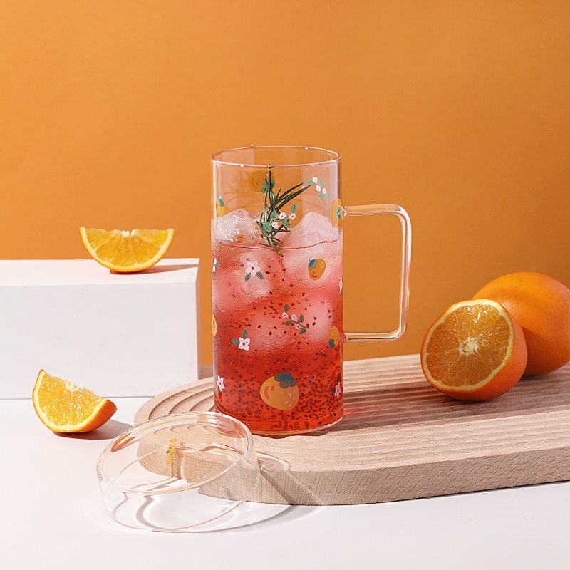 Ly thủy tinh Sweejar chịu nhiệt có nắp và tay cầm 700ml