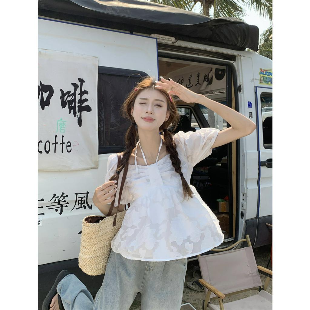 Áo Croptop Cổ Yếm Thiết Kế Ngọt Ngào Thời Trang  tao bao