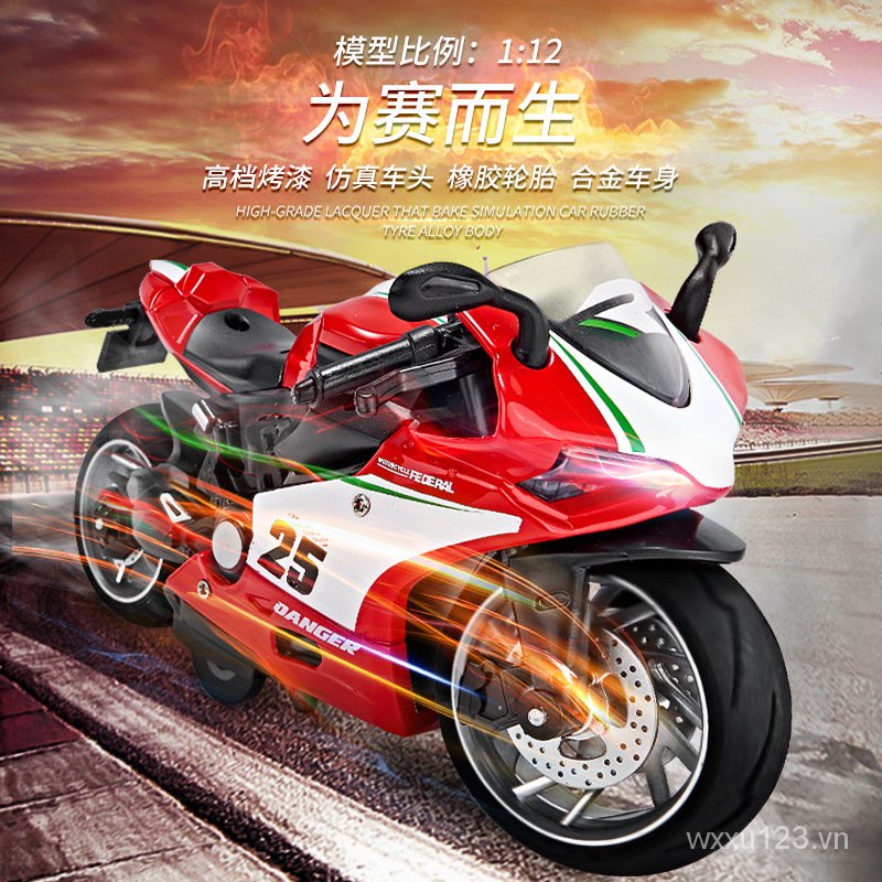 1:12 mô tô mô tô Ducati mô hình mô tô hợp kim âm thanh và ánh sáng đồ chơi mô tô