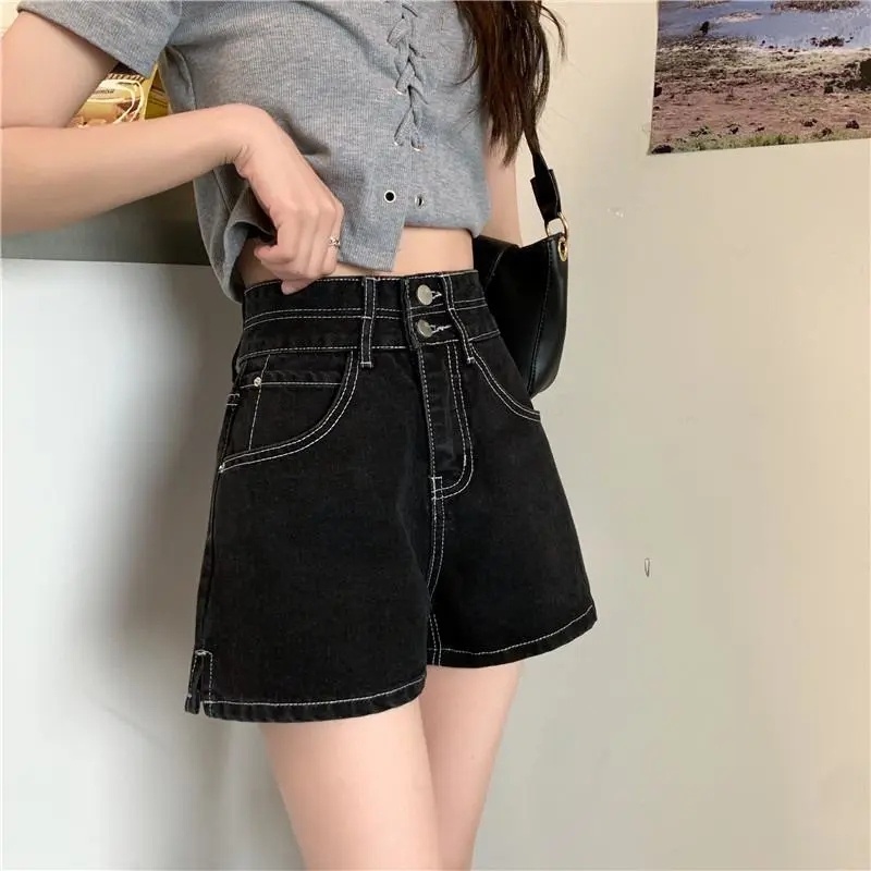 Quần Short Denim Lưng Cao Ống Rộng Thời Trang Mùa Hè Phong Cách Hàn Quốc Cho Nữ