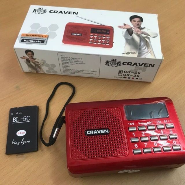 Loa nghe nhạc USB thẻ nhớ Craven CR-16 (Đỏ)