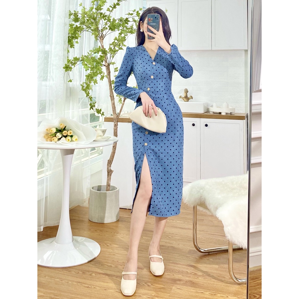Váy ấm basic chấm bi 1VA1479XT Lep'