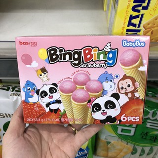 Bánh Snack Ốc Quế Bing Bing Hàn Quốc Vị Dâu Tây