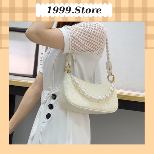 Túi kẹp nách đẹp, Túi đeo chéo nữ đi chơi quai xoắn dây ngọc 1999 STORE  TX19